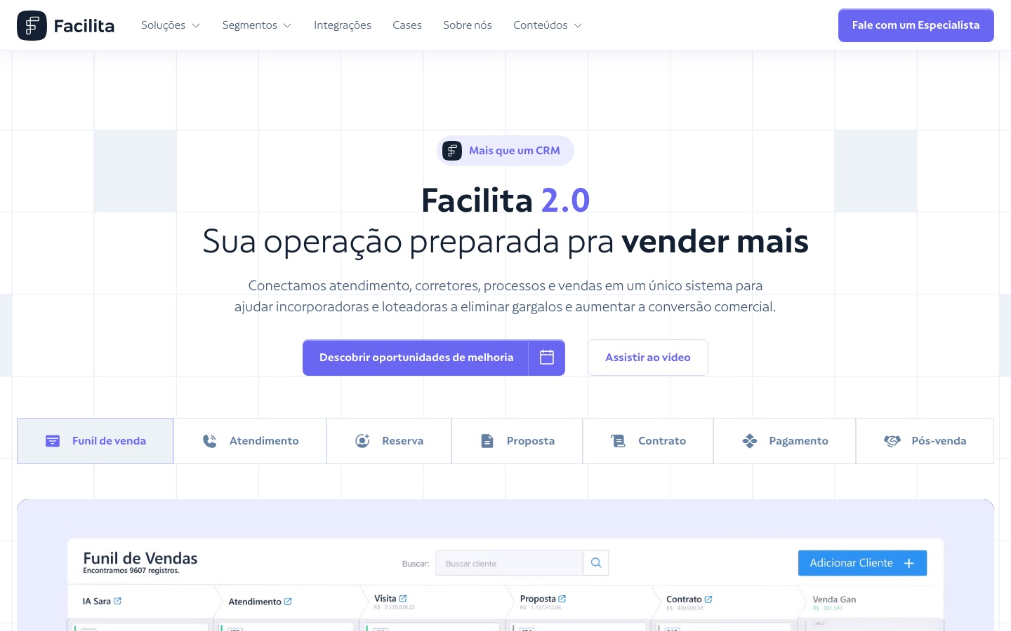 Página inicial do site oficial Facilita