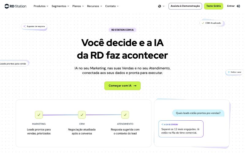 Página inicial do site oficial RD Station
